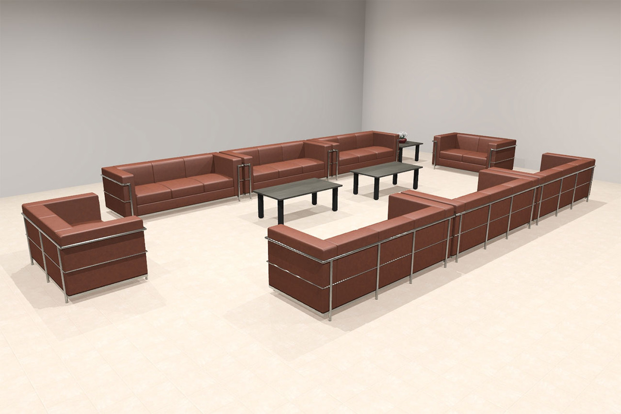 8pcs 22 Person Modern Office LeatherSoft LOVE + SOFA Set, #UF-REG-LSF7-B