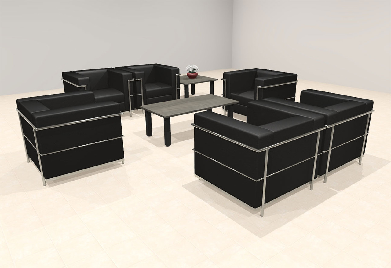 6pcs 6 Person Modern Office LeatherSoft CHAIR Set, #UF-REG-CF5-D