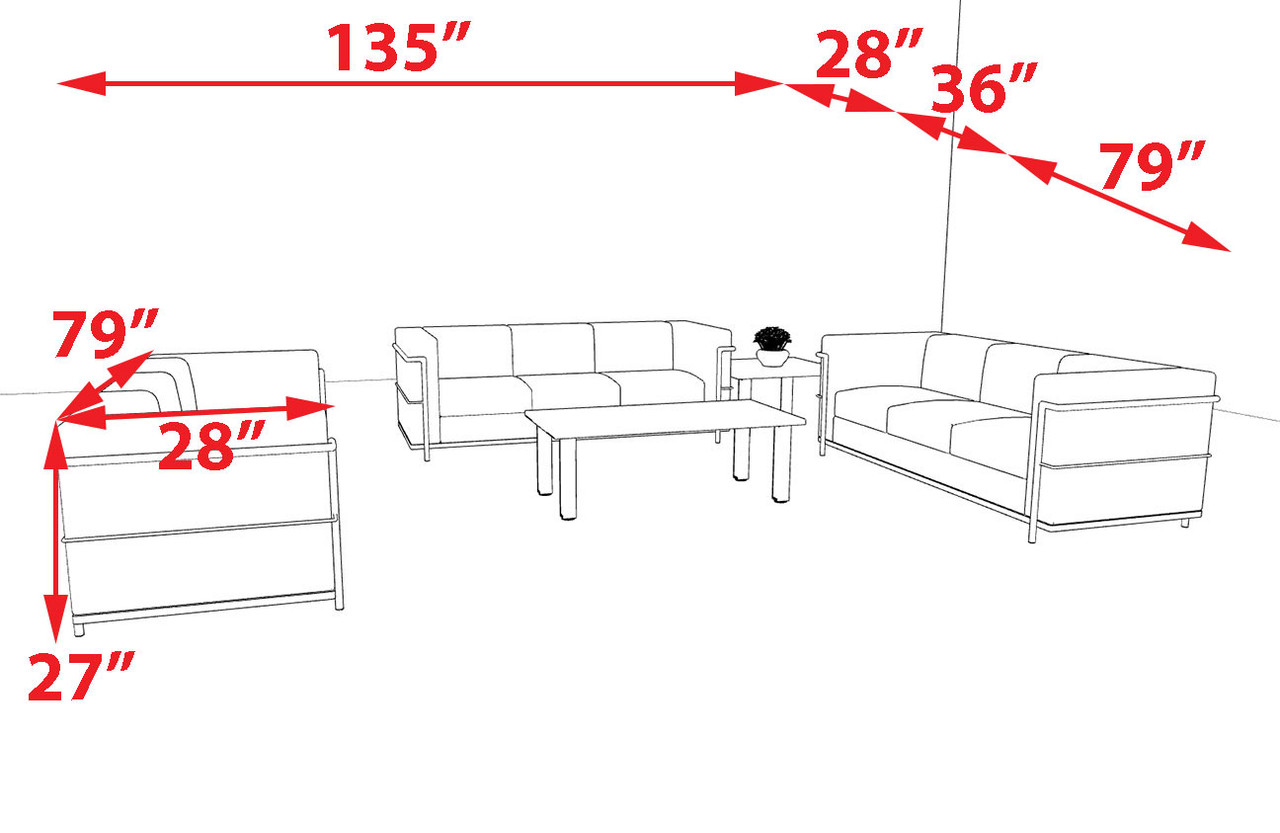 3pcs 9 Person Modern Office LeatherSoft SOFA Set, #UF-REG-SF3-D