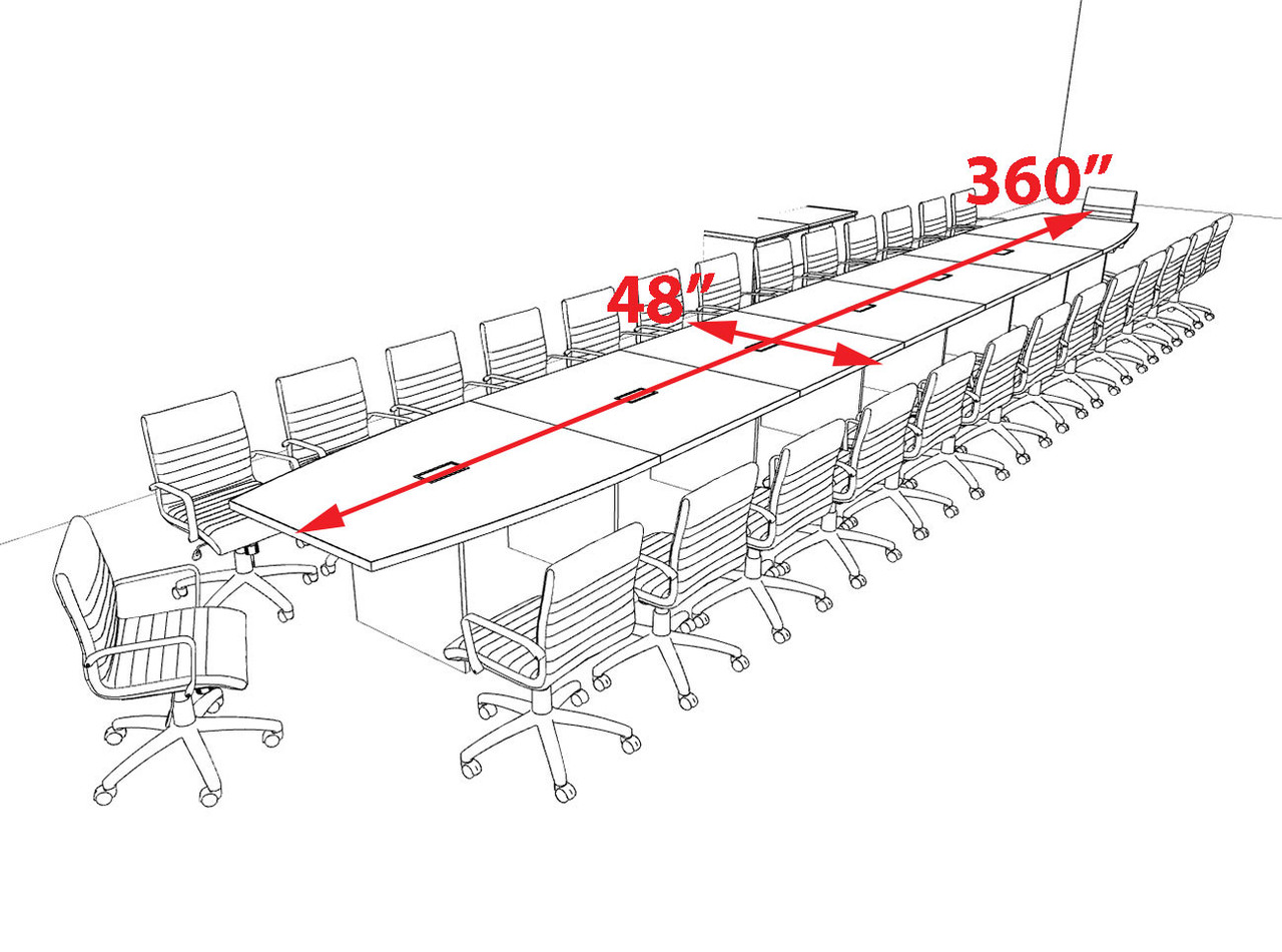 Modern Boat Shaped 30' Feet Conference Table, #OF-CON-C154