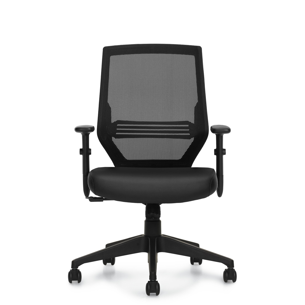 Mid Mesh Back Black Luxhide Cushion Office Chair, #OT-007