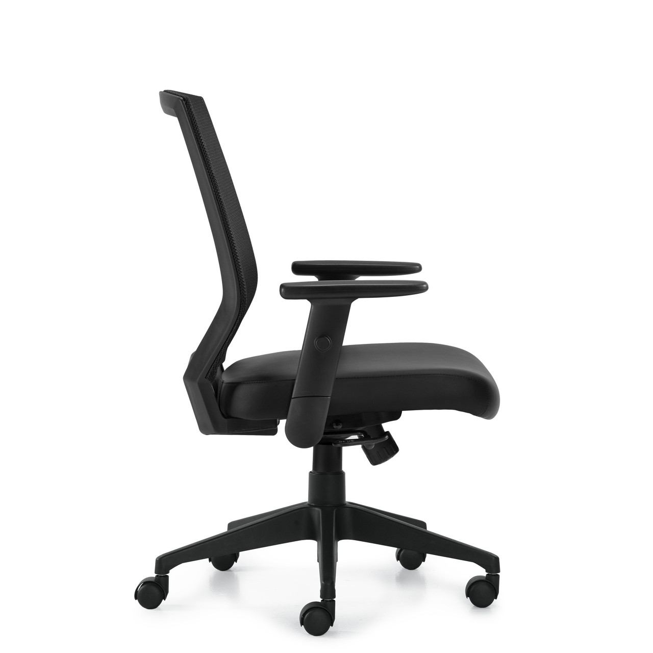 Mid Mesh Back Black Luxhide Cushion Office Chair, #OT-007