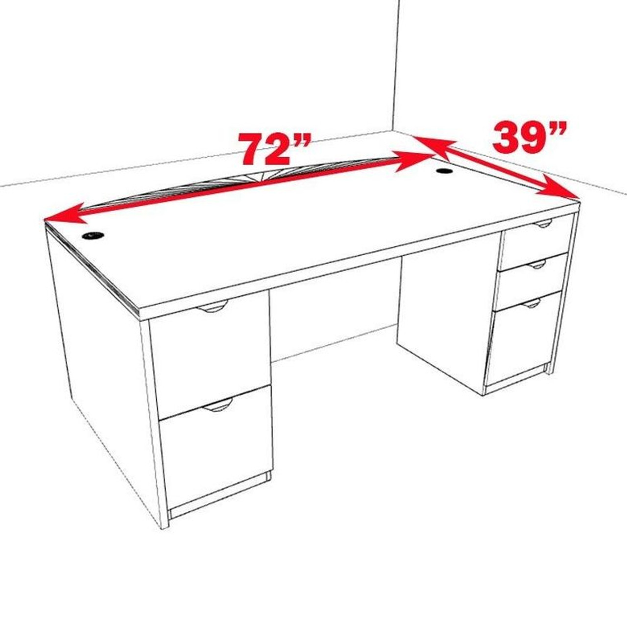 3pc Fan Front Modern Contemporary Executive Office Desk, #CH-JAD-D7