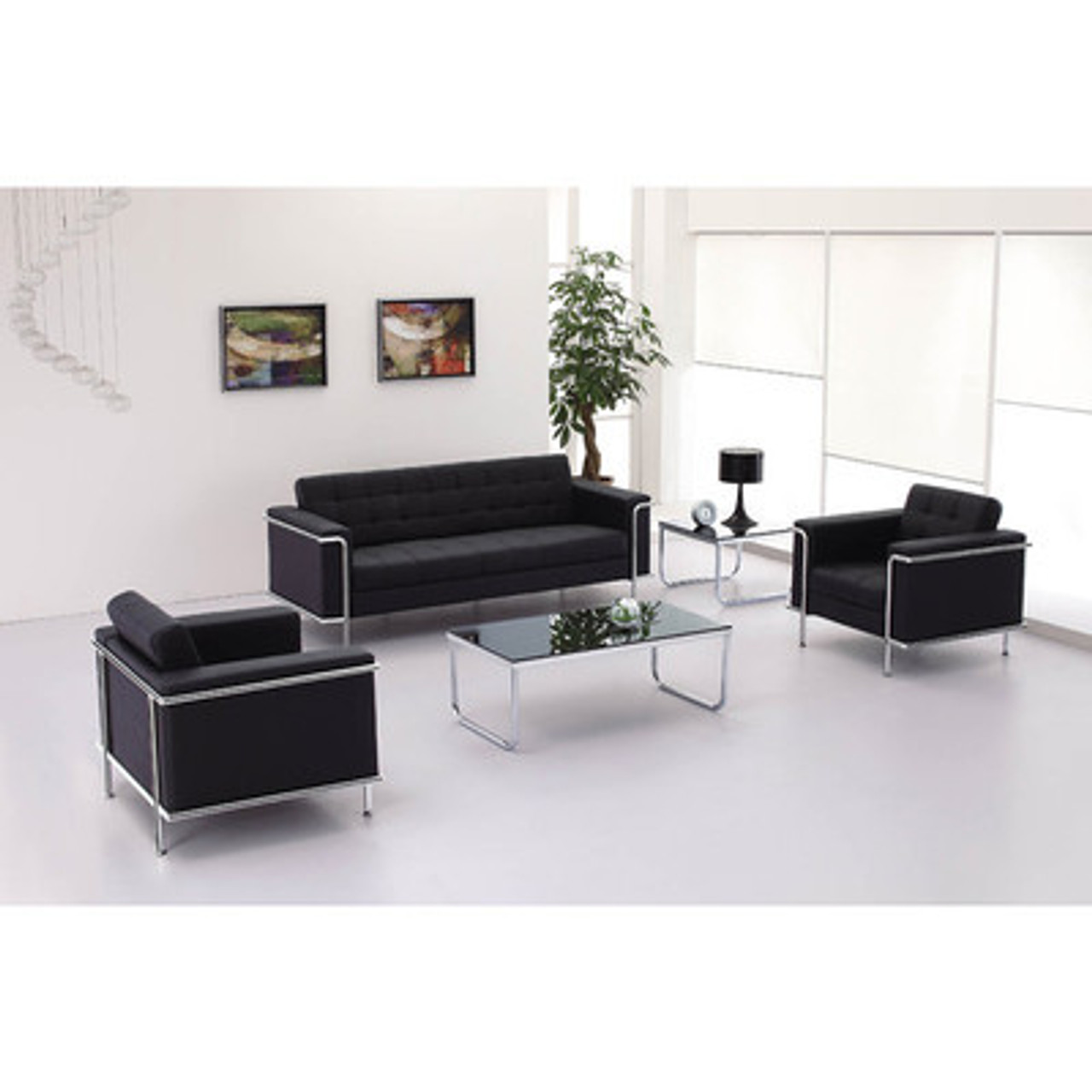 3pc Modern Leather Office Reception Sofa Set, FF-0453-12-S1