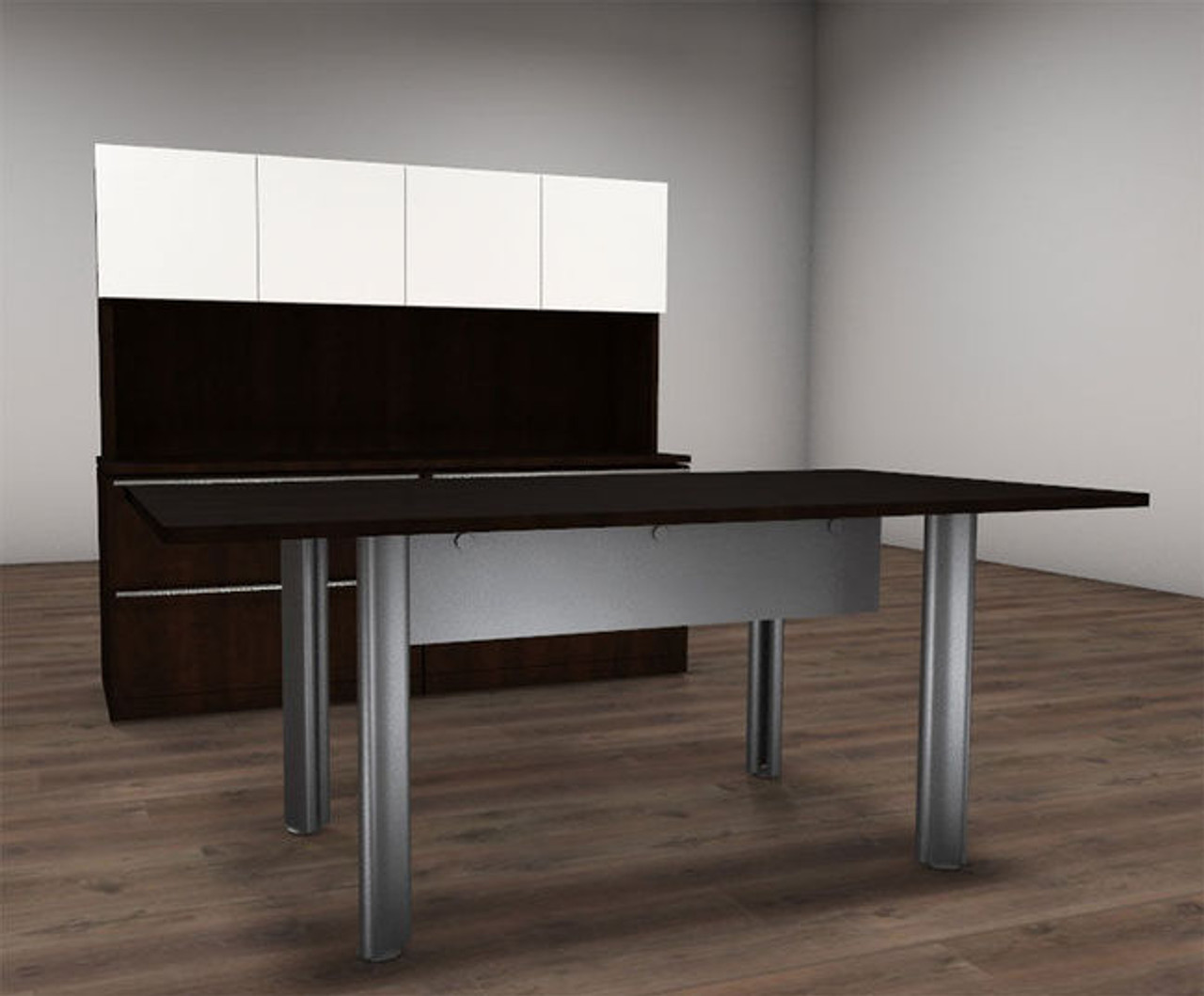 3pc Rectangular Glass Door Modern Executive Office Desk Set, #CH-VER-D2