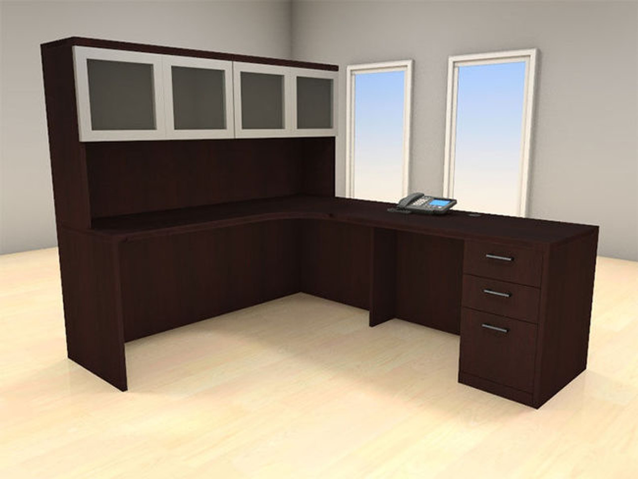 4pc L Shape Modern Executive Office Desk Set, #CH-AMB-L7