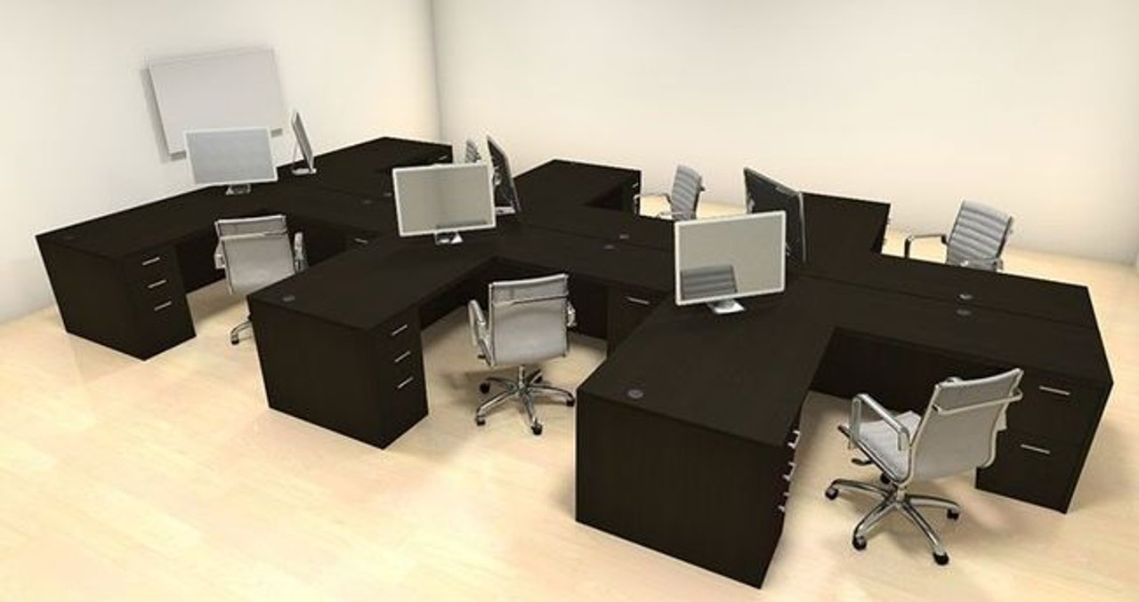 Six Persons Modern Executive Office Workstation Desk Set, #CH-AMB-S13