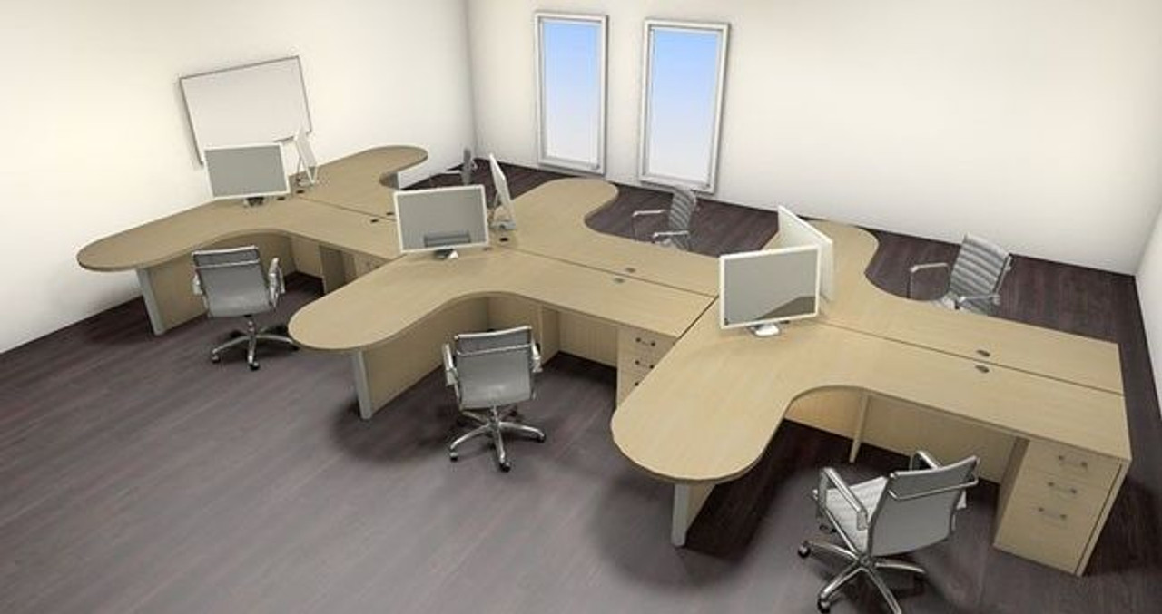 Six Persons Modern Executive Office Workstation Desk Set, #CH-AMB-S45
