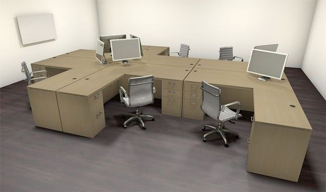 Six Persons Modern Executive Office Workstation Desk Set, #CH-AMB-F30