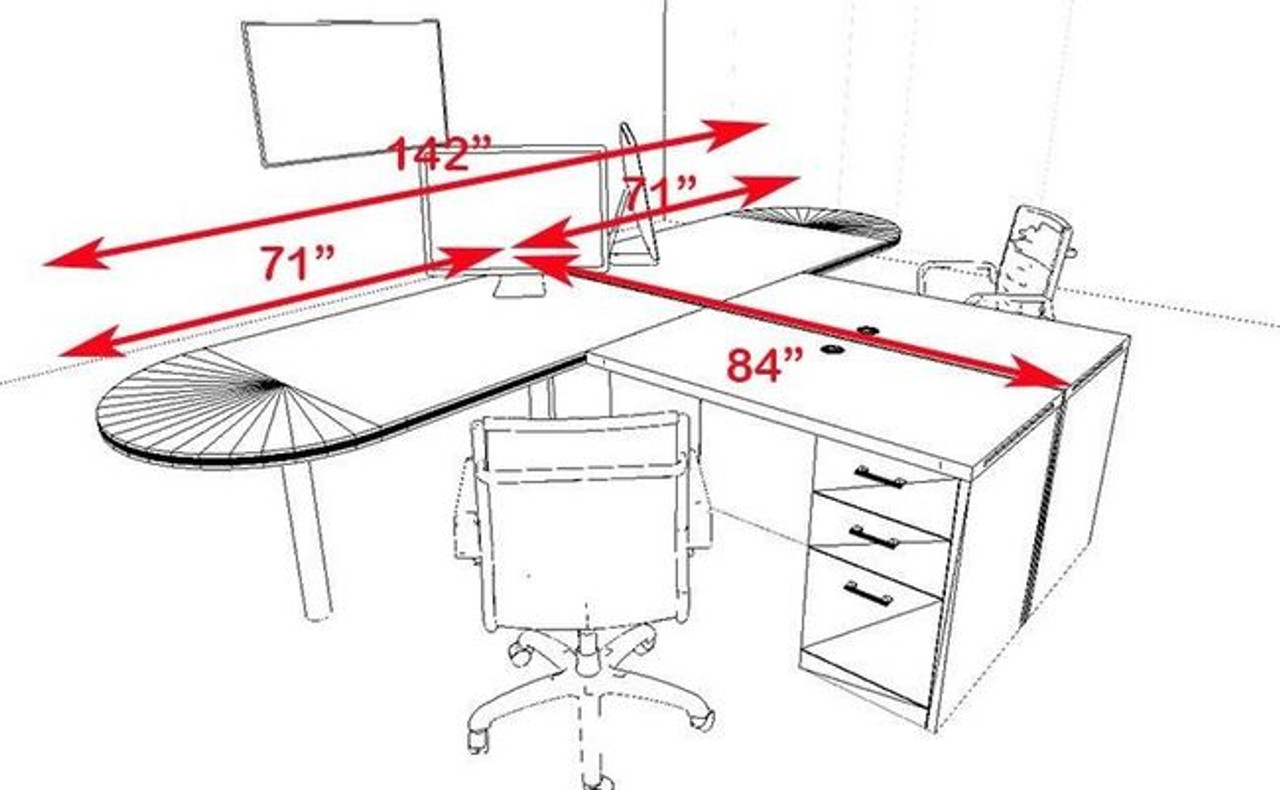 Two Persons Modern Executive Office Workstation Desk Set, #CH-AMB-S20