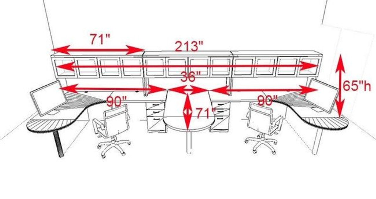 Two Persons Modern Executive Office Workstation Desk Set, #CH-AMB-S56