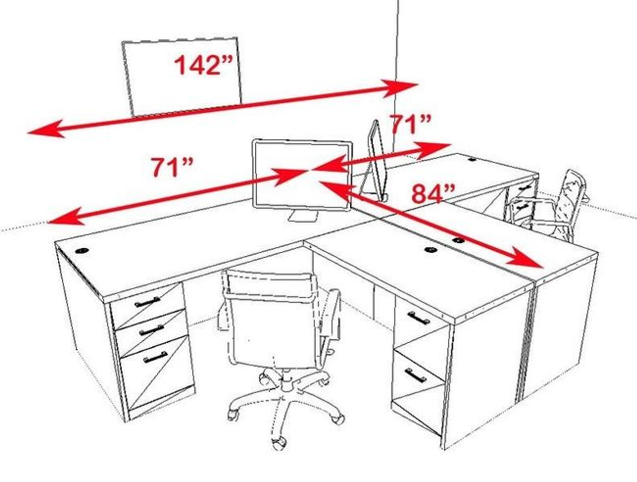 Two Persons Modern Executive Office Workstation Desk Set, #CH-AMB-S4