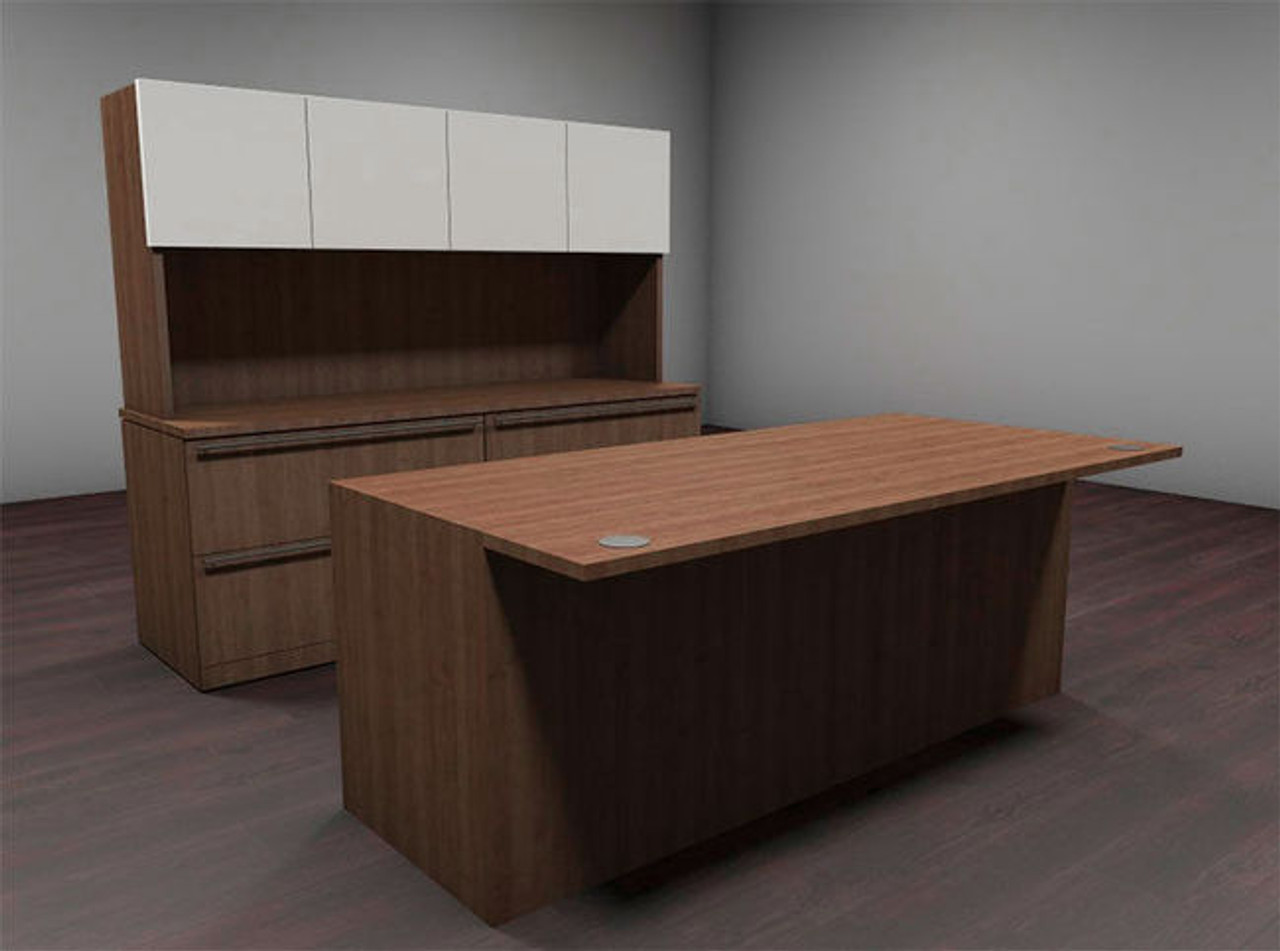3pc Rectangular Glass Door Modern Executive Office Desk Set, #CH-VER-D5