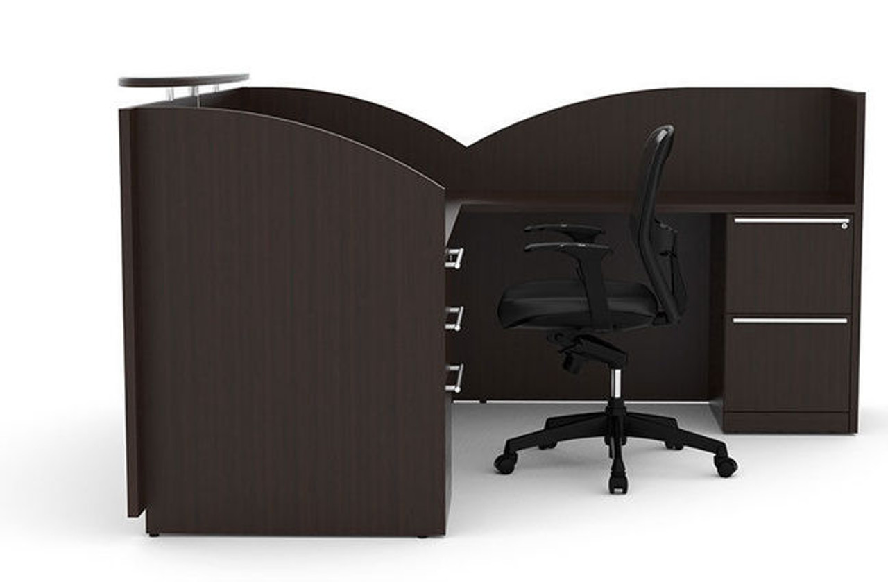 Modern Contemporary Glass Counter L Office Reception Desk Set, #CH-VER-R1