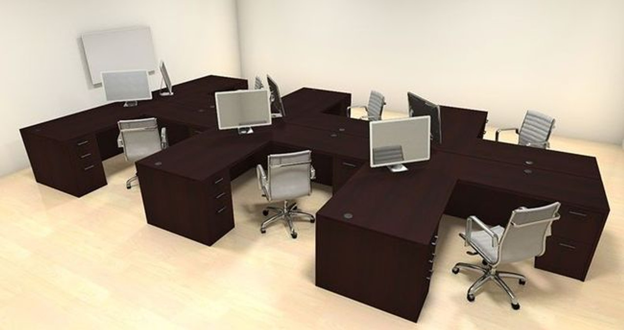 Six Persons Modern Executive Office Workstation Desk Set, #CH-AMB-S12