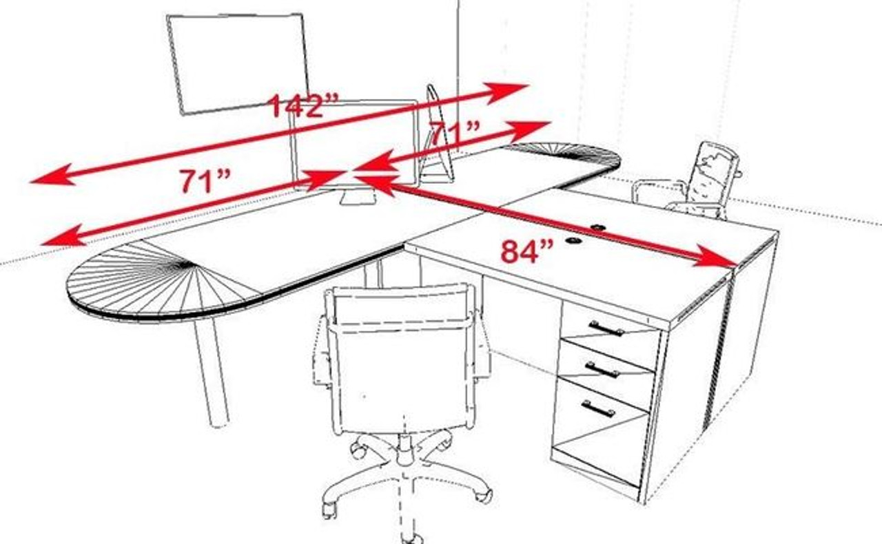 Two Persons Modern Executive Office Workstation Desk Set, #CH-AMB-S18