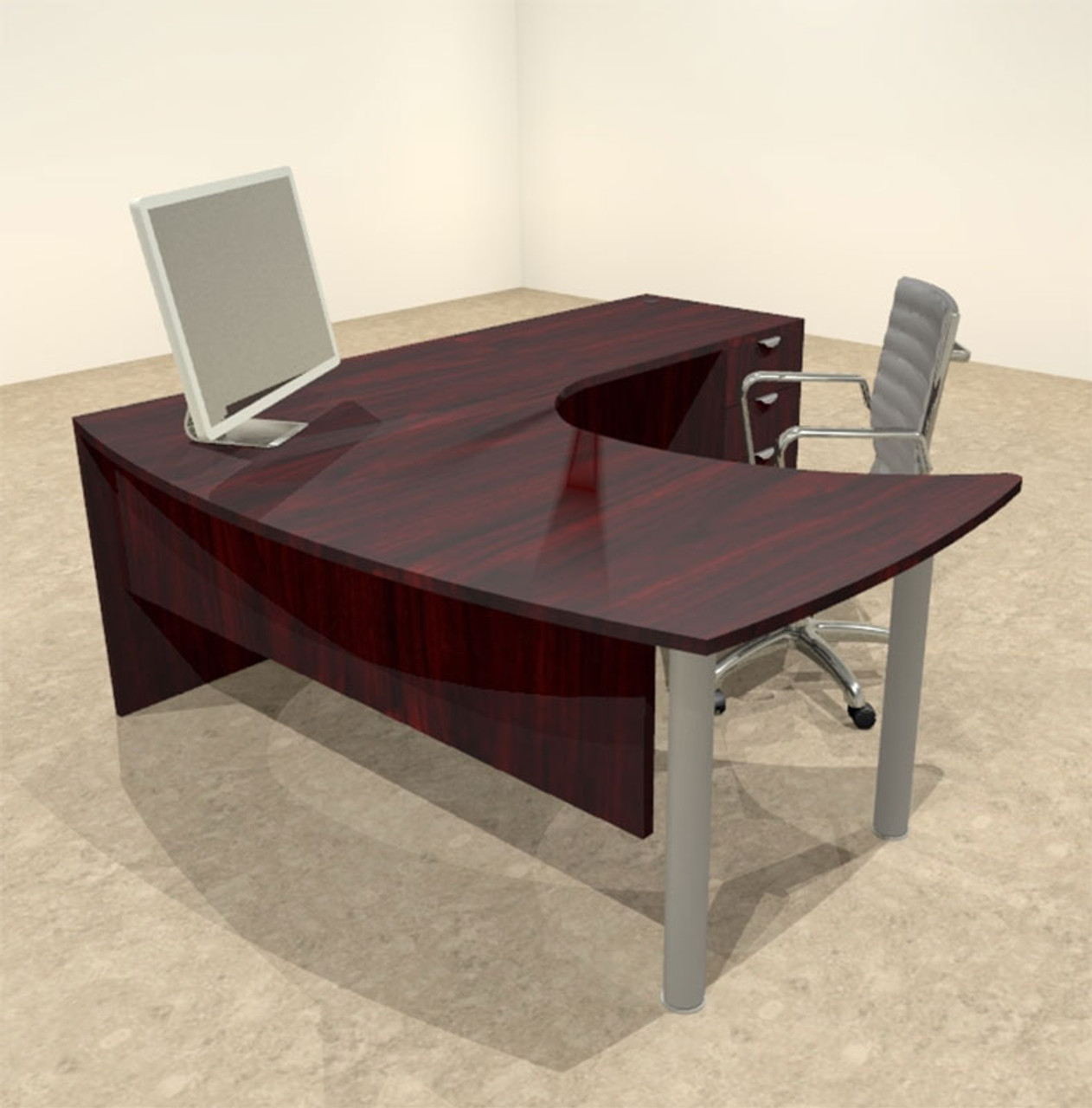 3pc L Shaped Modern Contemporary Executive Office Desk Set, #OF-CON-L13