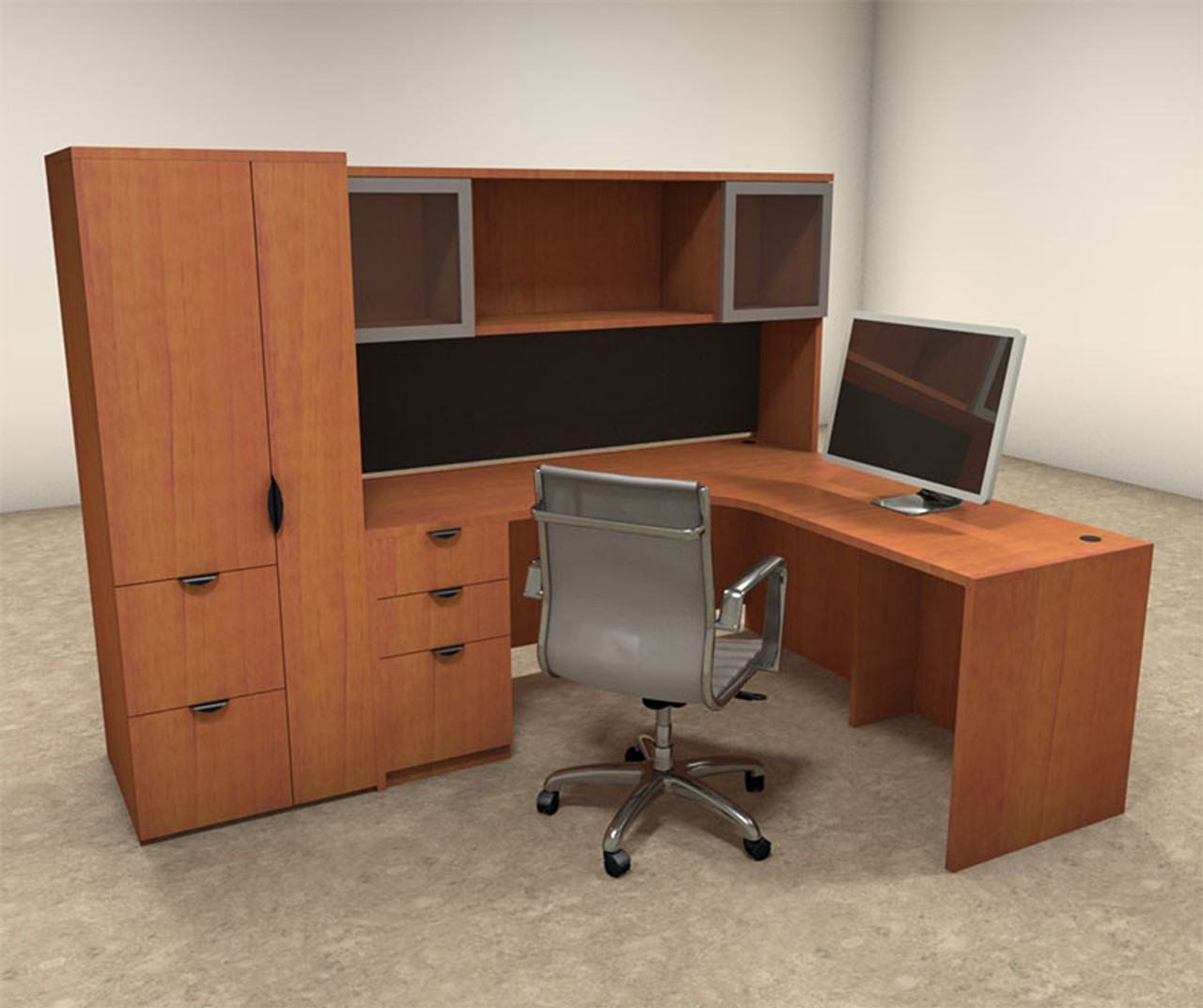 5pc L Shaped Modern Contemporary Executive Office Desk Set OF CON L26   OF CON L26  10735  02077.1427413487 