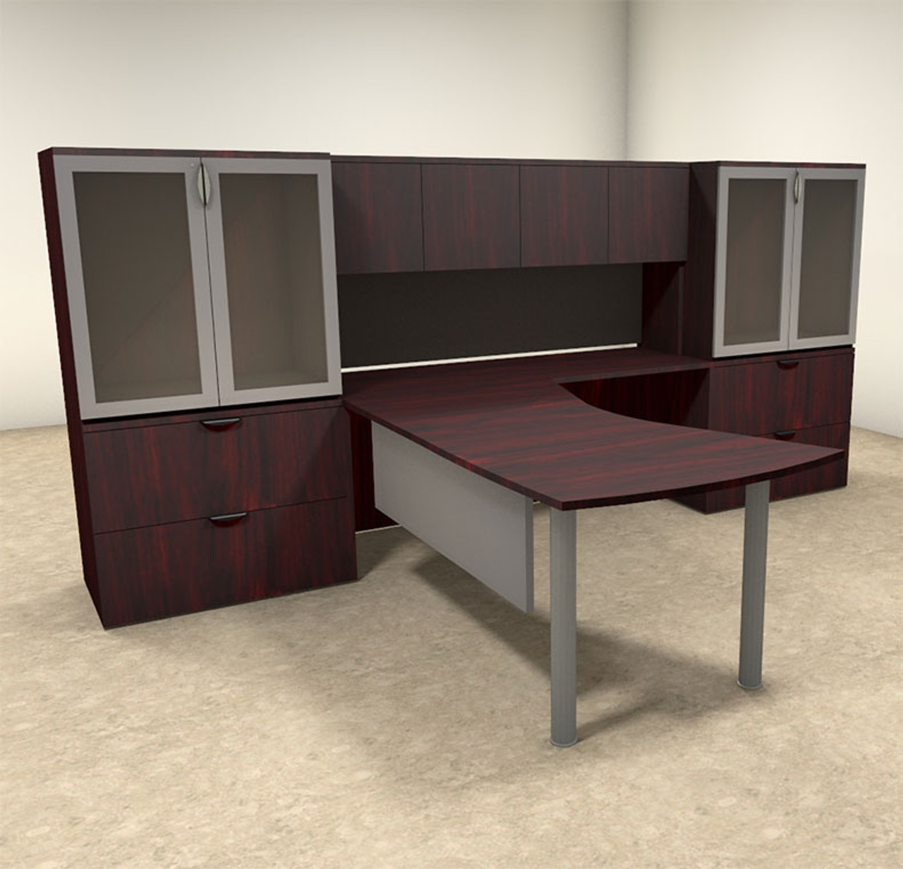 5pc L Shaped Modern Contemporary Executive Office Desk Set, #OF-CON-L3