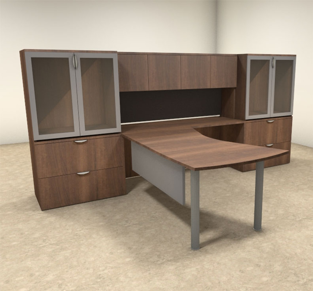5pc L Shaped Modern Contemporary Executive Office Desk Set, #OF-CON-L4