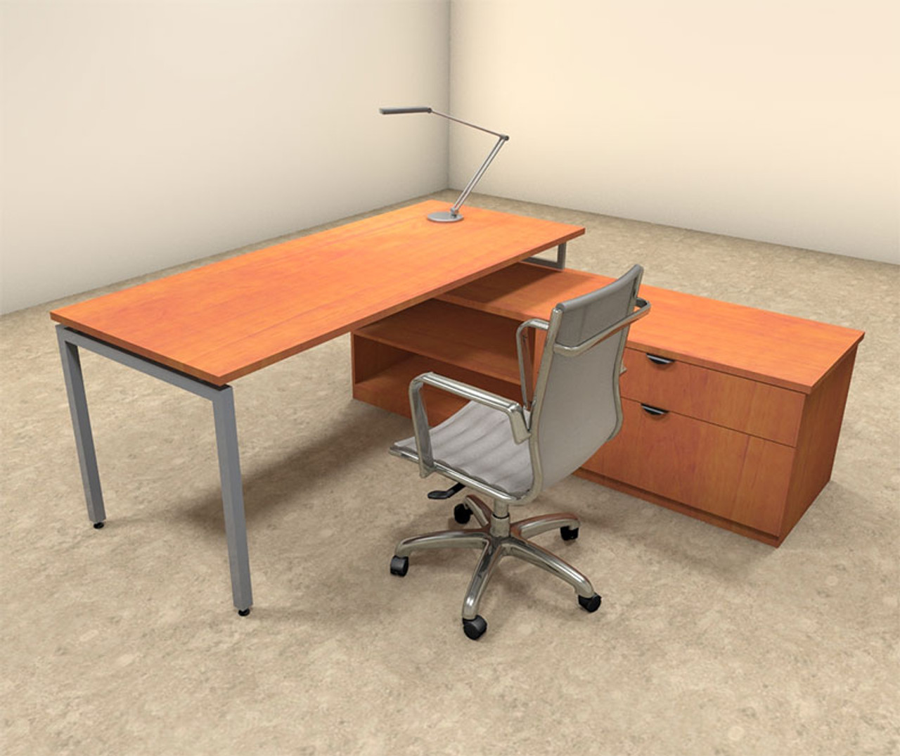 2pc L Shaped Modern Contemporary Executive Office Desk Set OF CON L46   OF CON L46  50036  52943.1427413522 