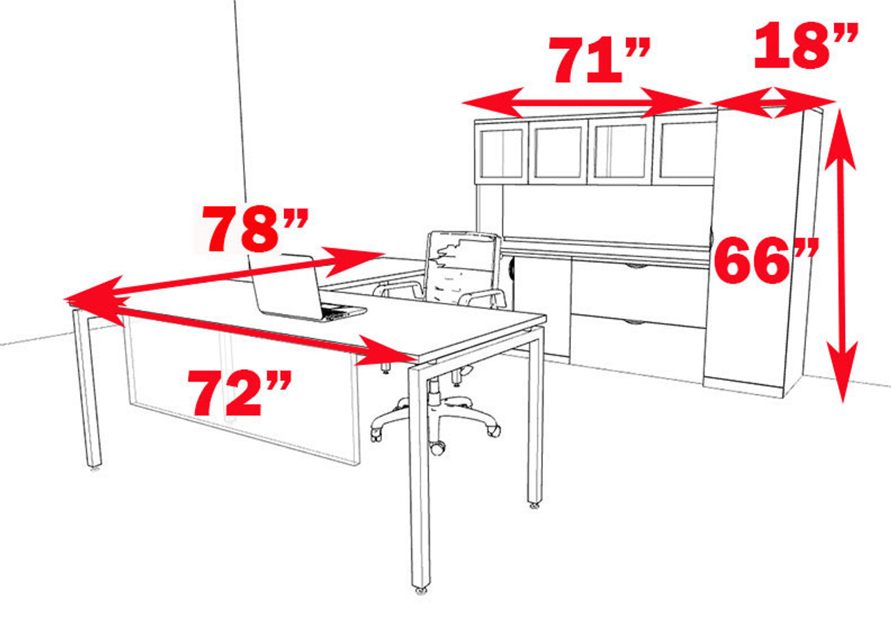 5pc L Shaped Modern Contemporary Executive Office Desk Set, #OF-CON-L78