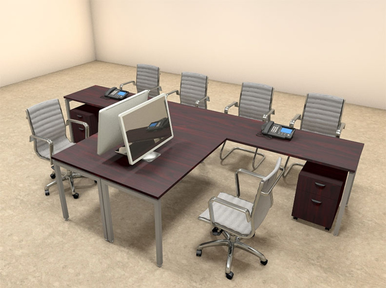 Two Persons Modern Executive Office Workstation Desk Set, #OF-CON-S13
