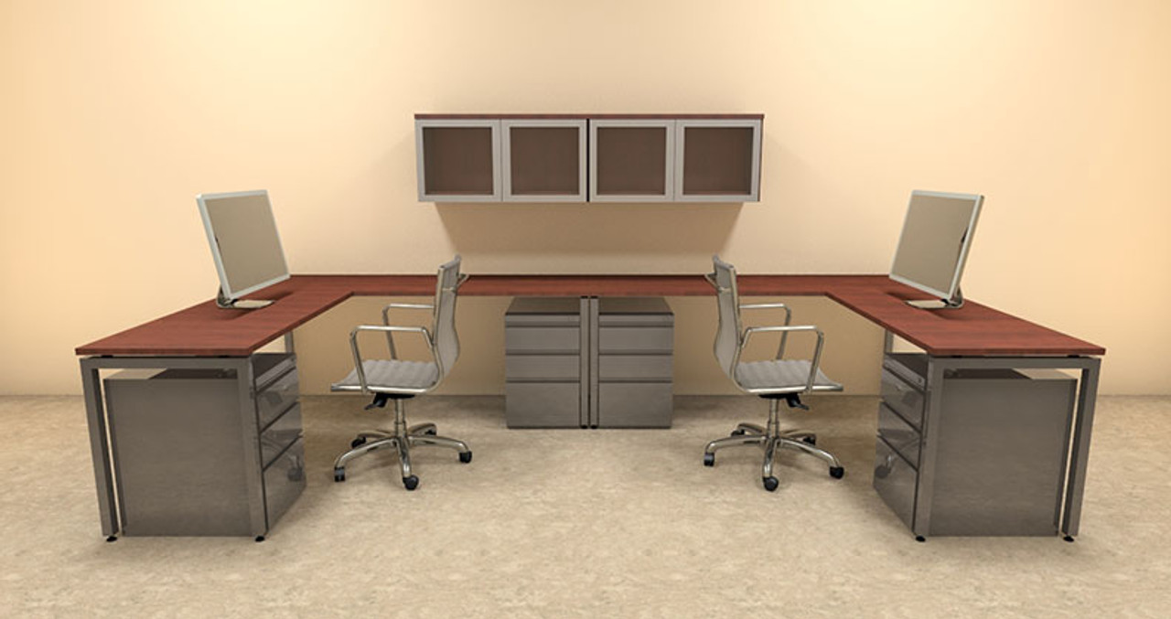Two Persons Modern Executive Office Workstation Desk Set, #OF-CON-S17