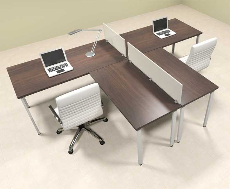 Two Persons L Shaped Modern Acrylic Divider Workstation, MTFIVSP77