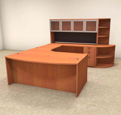 6pc U Shaped Modern Contemporary Executive Office Desk Set, #OF-CON-U11