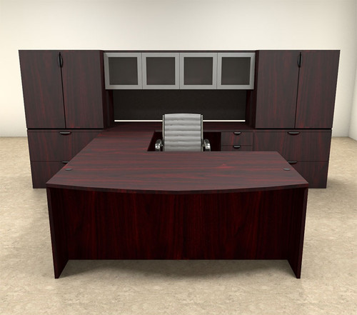 7pc U Shaped Modern Contemporary Executive Office Desk Set, #OF-CON-U18