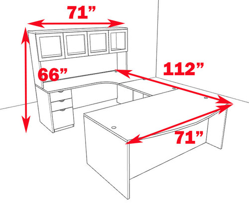 5pc U Shaped Modern Contemporary Executive Office Desk Set, #OF-CON-U2