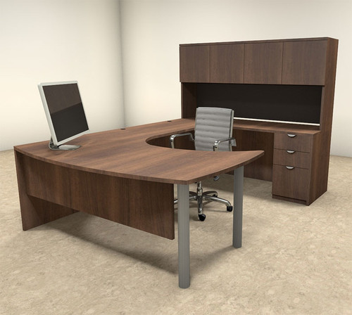 5pc U Shaped Modern Contemporary Executive Office Desk Set, #OF-CON-U24