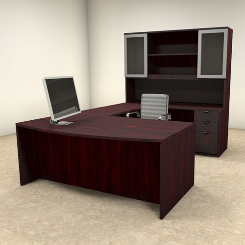 5pc U Shaped Modern Contemporary Executive Office Desk Set, #OF-CON-U28