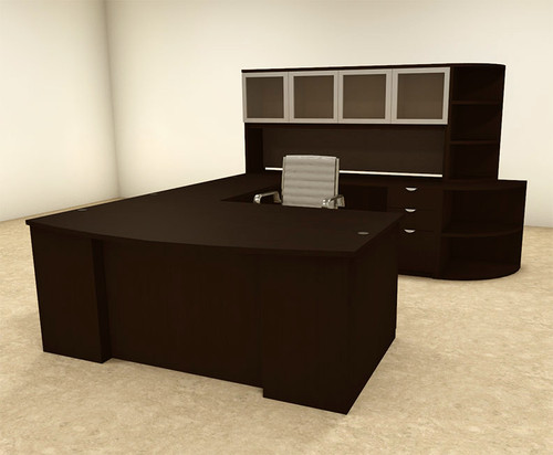 6pc U Shaped Modern Contemporary Executive Office Desk Set, #OF-CON-U45