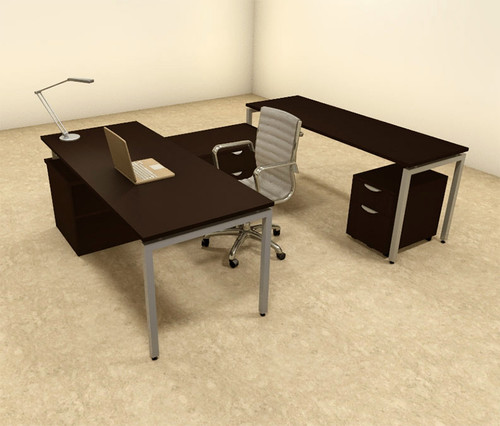 4pc U Shaped Modern Contemporary Executive Office Desk Set, #OF-CON-U55