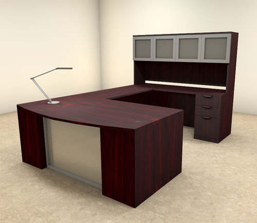 6pc U Shaped Modern Contemporary Executive Office Desk Set, #OF-CON-U58