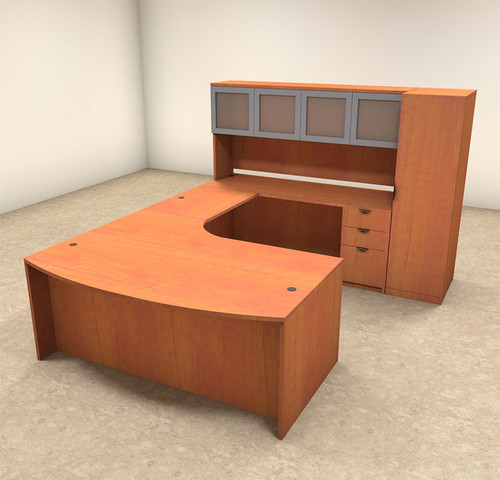 6pc U Shaped Modern Contemporary Executive Office Desk Set, #OF-CON-U6