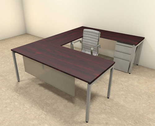 4pc U Shaped Modern Contemporary Executive Office Desk Set, #OF-CON-U68