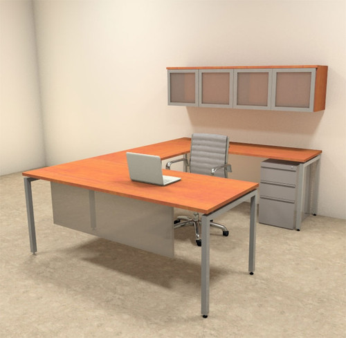 5pc U Shaped Modern Contemporary Executive Office Desk Set, #OF-CON-U71