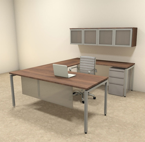 5pc U Shaped Modern Contemporary Executive Office Desk Set, #OF-CON-U74