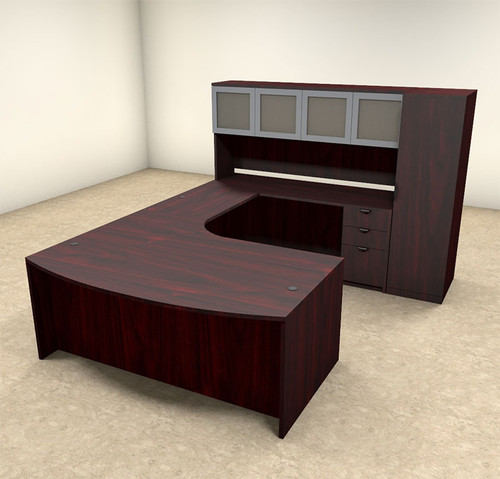 6pc U Shaped Modern Contemporary Executive Office Desk Set, #OF-CON-U8