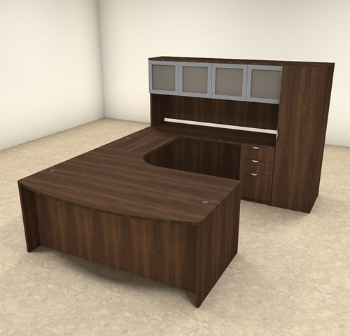 6pc U Shaped Modern Contemporary Executive Office Desk Set, #OF-CON-U9