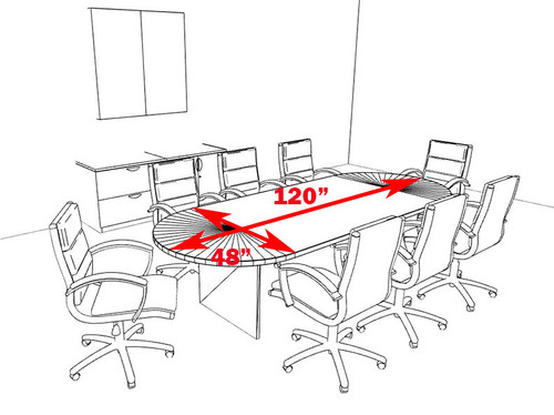 Modern Racetrack 10' Feet Conference Table, #OT-SUL-C10