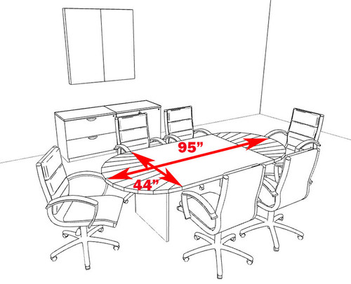 Modern Racetrack 8' Feet Conference Table, #OT-SUL-C7