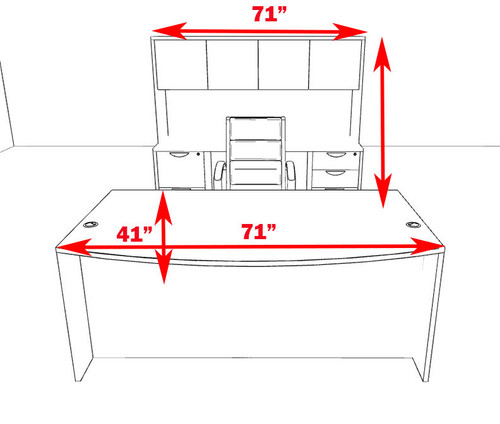6pc Fan Front Modern Executive Office Desk Set, #OT-SUL-D8