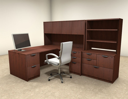 7pc L Shaped Modern Executive Office Desk, #OT-SUL-L14
