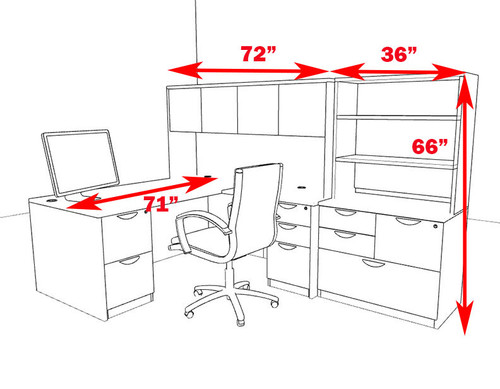 7pc L Shaped Modern Executive Office Desk, #OT-SUL-L15