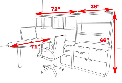 6pc L Shaped Modern Executive Office Desk, #OT-SUL-L47