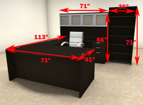 6pc U Shaped Modern Executive Office Desk, #OT-SUL-U43